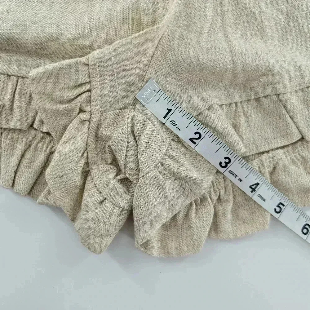 Women High Elastic Waisted Pleated Ruffle Casual Shorts Women Loose Wide Leg XS - Picture 8 of 12